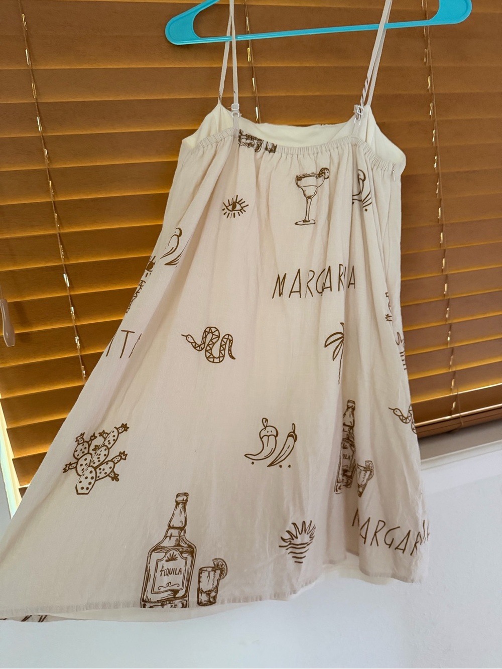 Beige Margarita Print Slip Dress - Picture 3 of 4